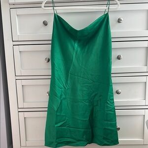 Green Satin Slip Dress